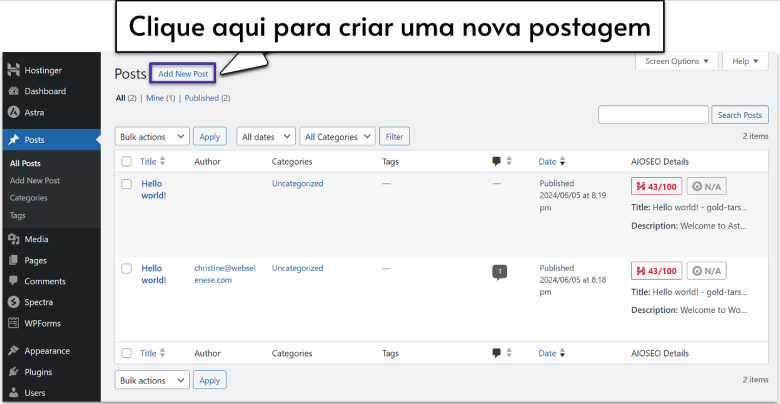 Click here to create new post-pt