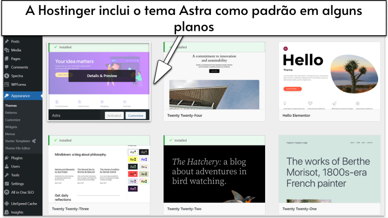 Hostinger includes the Astra theme-pt