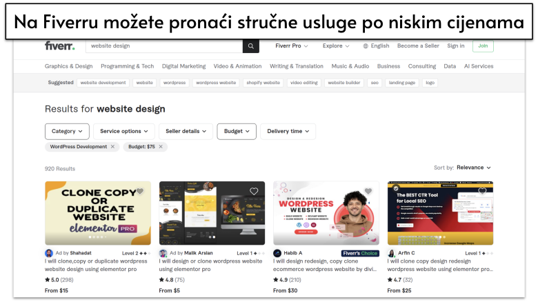 Fiverr Web Design Options