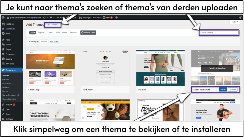 You can search for themes or upload -nl