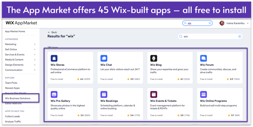 Free apps built by Wix in the Wix App Market
