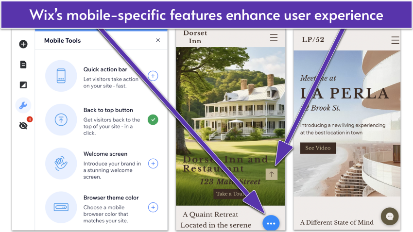 Wix mobile editing tools