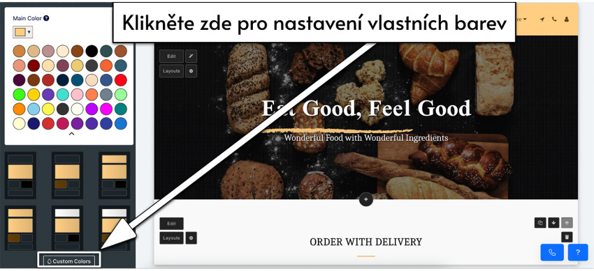 Přizpůsobení barev na stránce SITE123