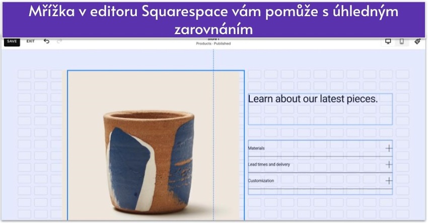 Mřížka v editoru Squarespace vám pomůže s úhledným zarovnáním