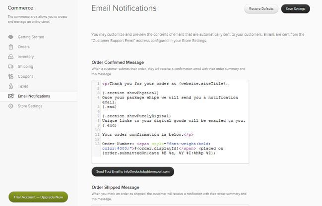 Squarespace e Commerce Email Notification