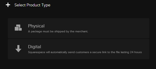 Squarespace physical vs digital product