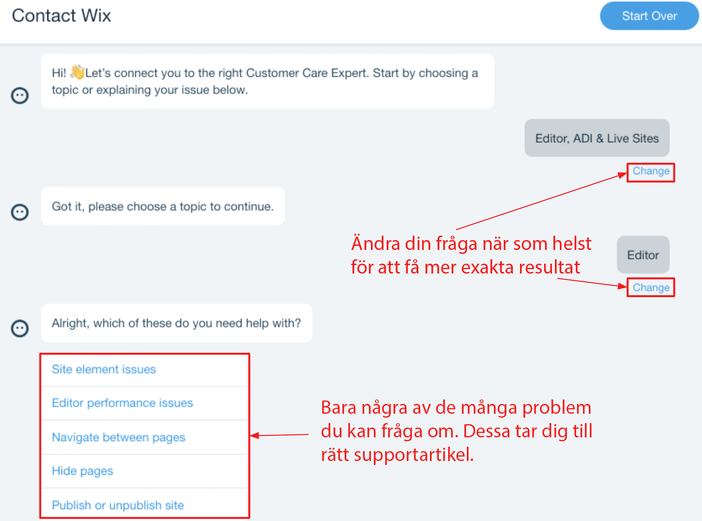 Support chatbot Wix
