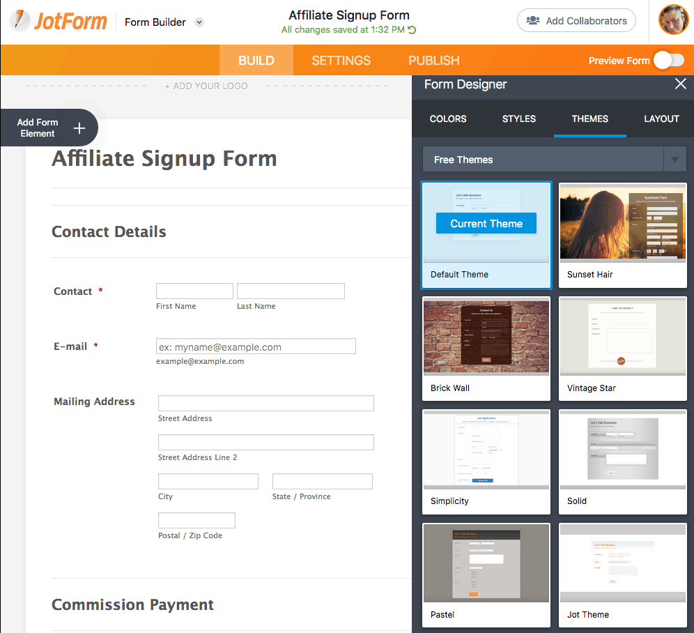 JotForm screenshot - Form Designer