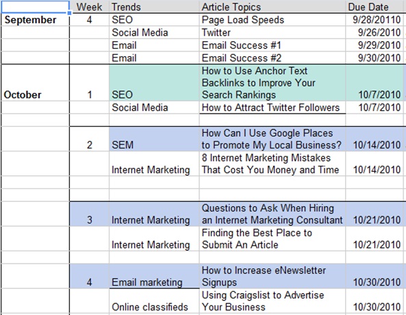 posting schedule