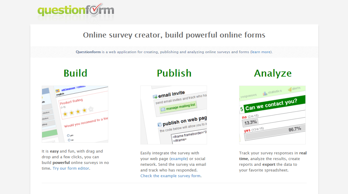 Homepage - Startquestion - create online surveys and forms