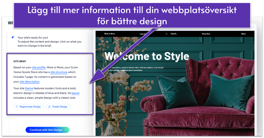 Wix AI Website Builder's Site Brief