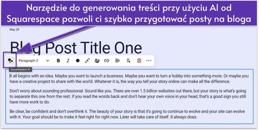 Narzędzie do generowania treści przy użyciu AI od Squarespace pozwoli ci szybko przygotować posty na bloga