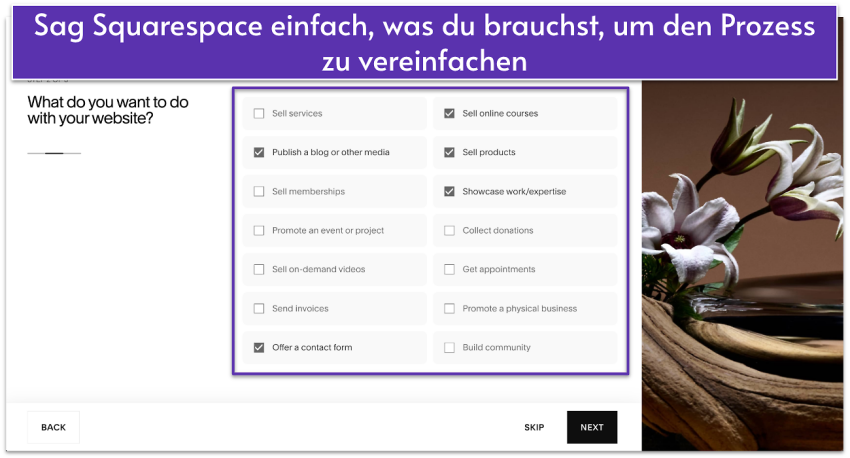 Squarespace questionnaire - web purpose
