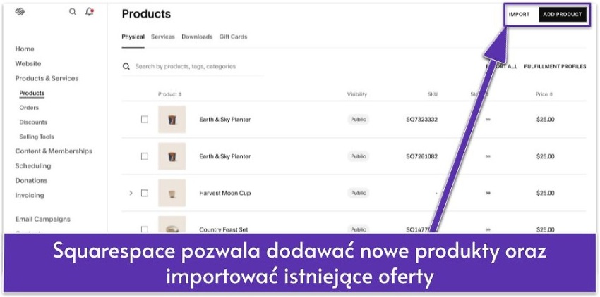 Squarespace pozwala dodawać nowe produkty oraz importować istniejące oferty_f