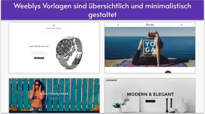 Weeblys Vorlagen sind übersichtlich und minimalistisch gestaltet