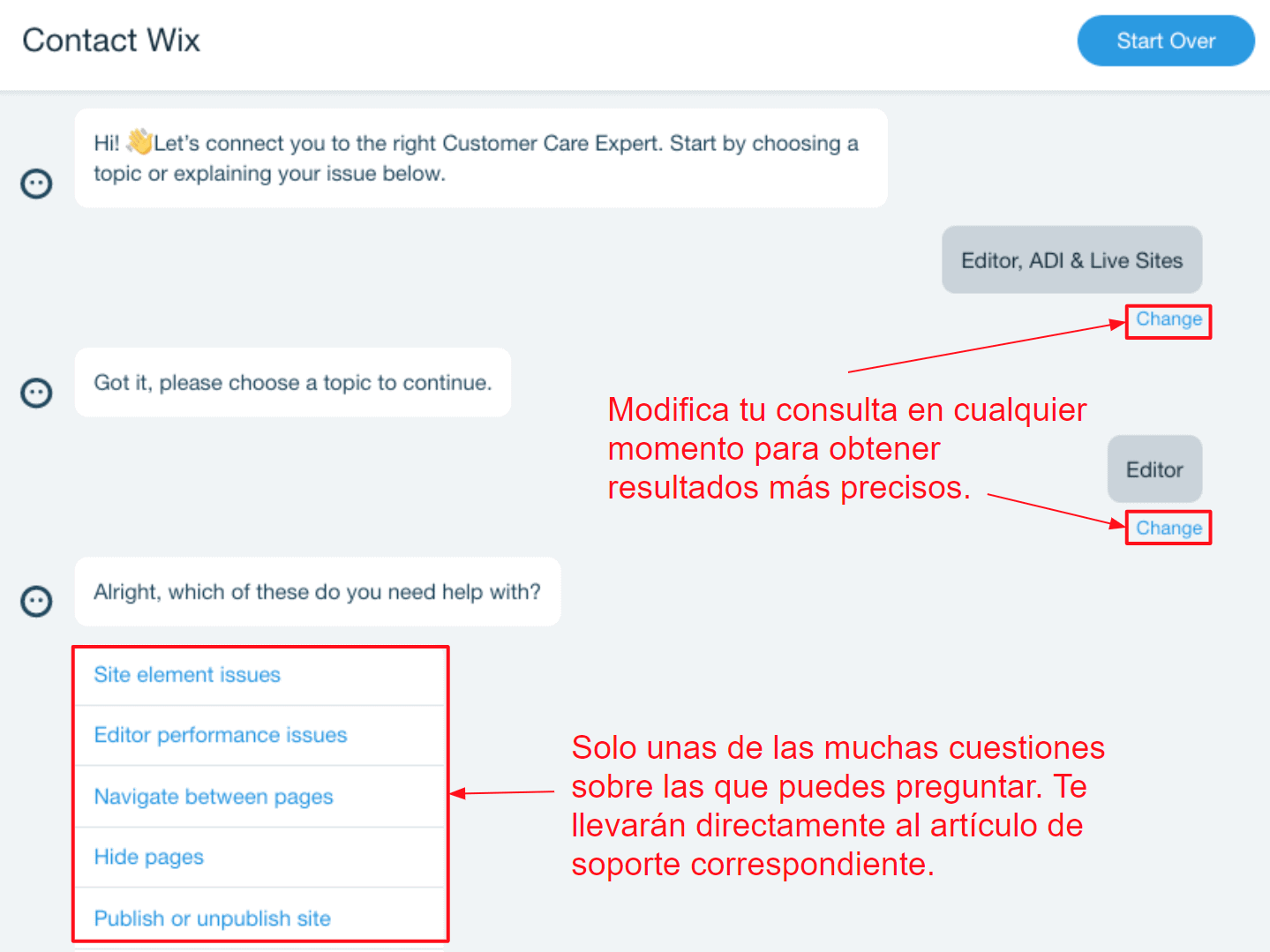 Support chatbot - Wix