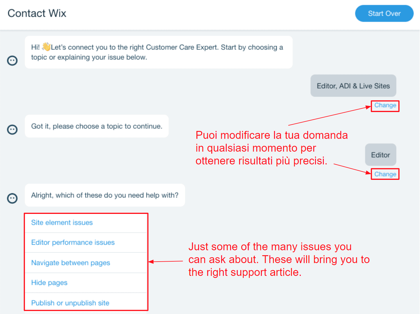 The Wix Support chatbot can help with FAQs, but is pretty much useless when it comes to more complex issues.