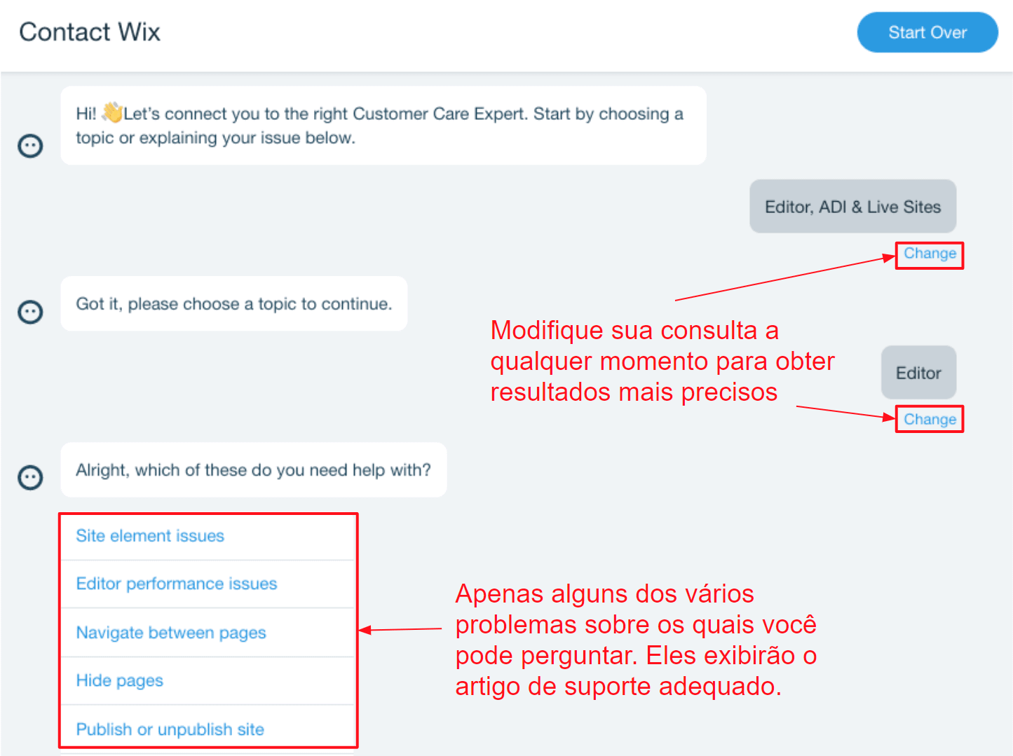 Support chatbot - Wix