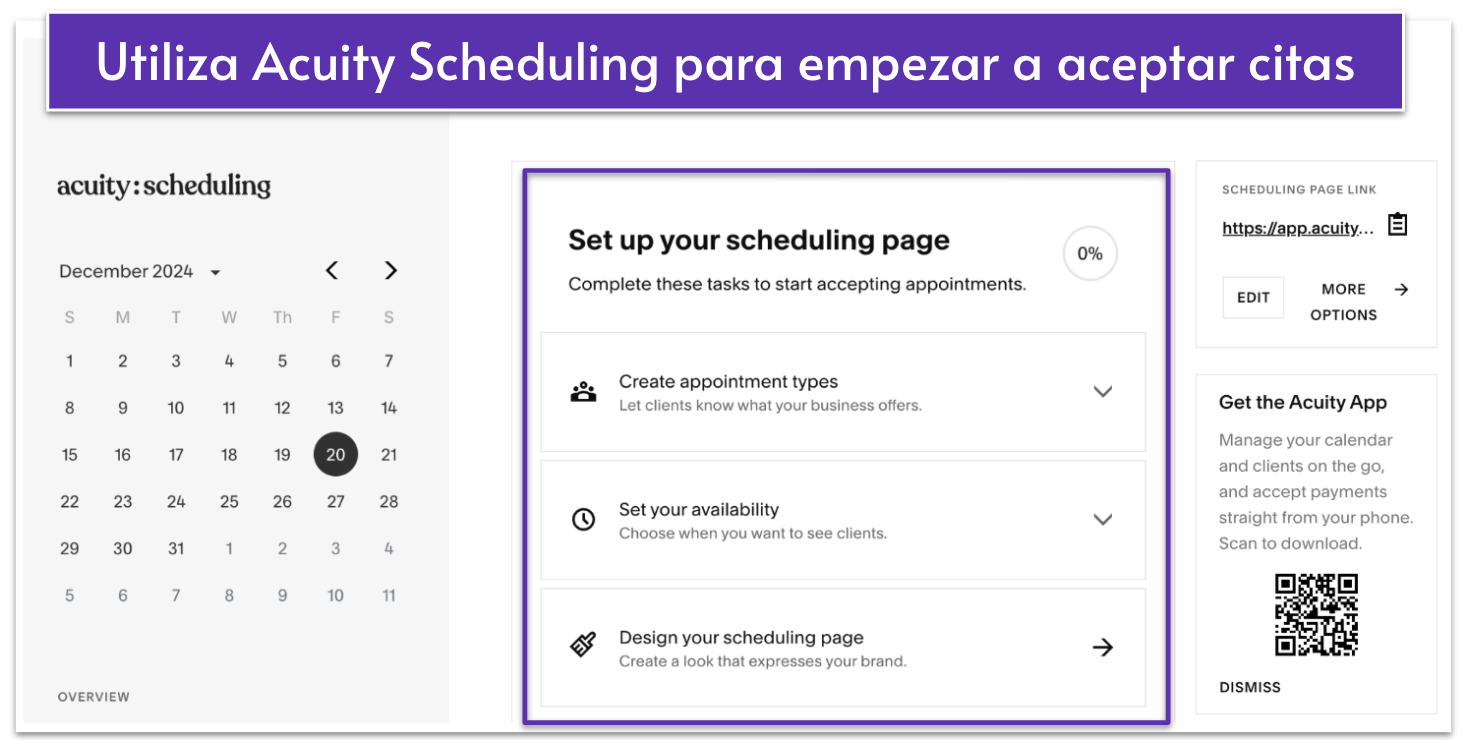 Squarespace scheduling panel