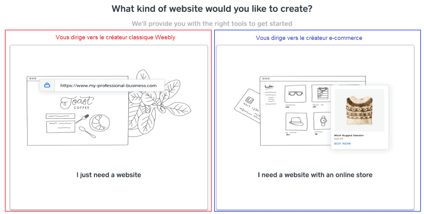 Classic Weebly Builder vs E-commerce builder