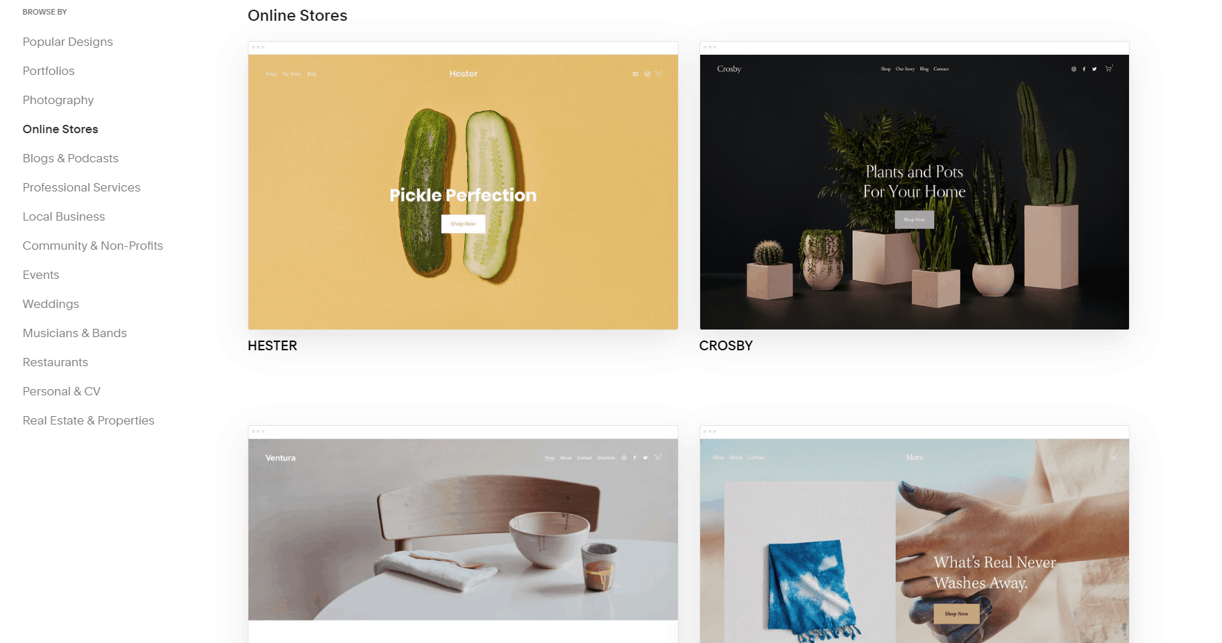 Squarespace online store templates