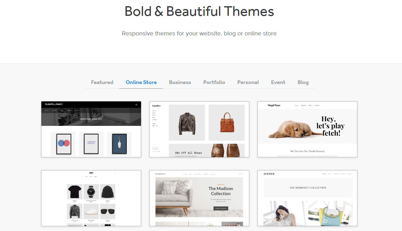 Weebly Online Store themes