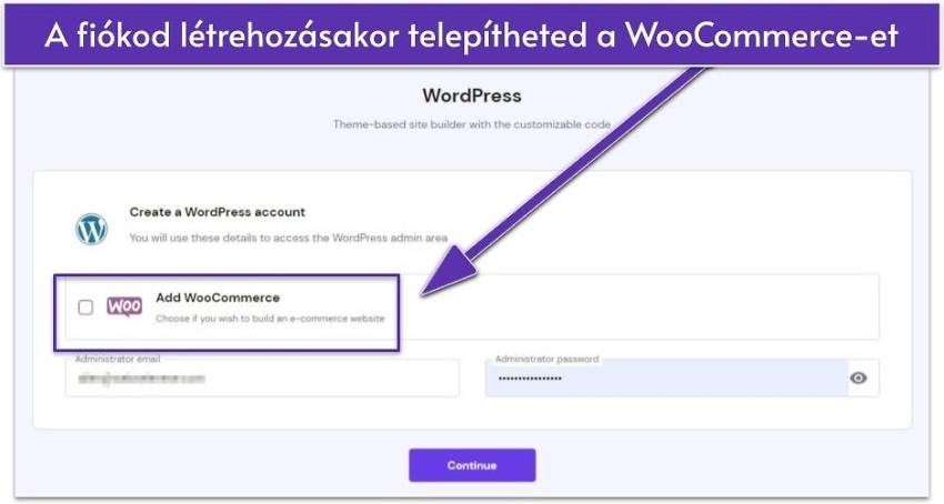A fiókod létrehozásakor telepítheted a WooCommerce-et