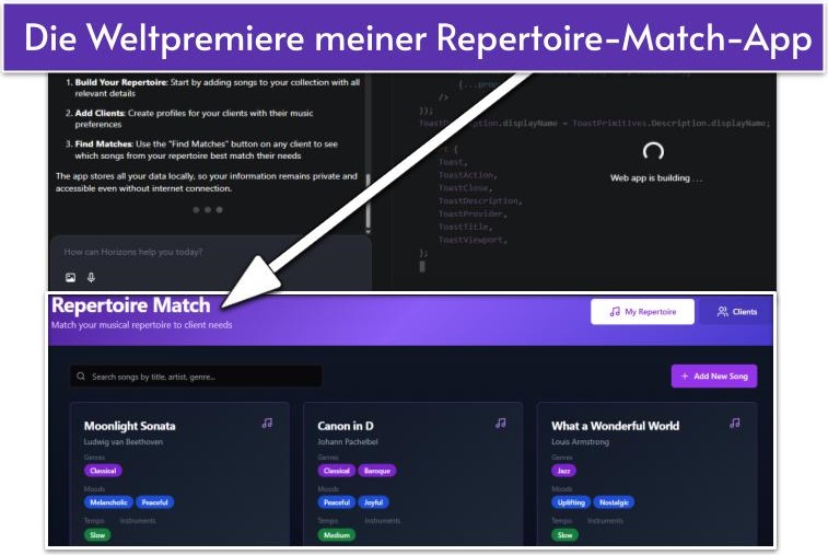 Die Weltpremiere meiner Repertoire-Match-App