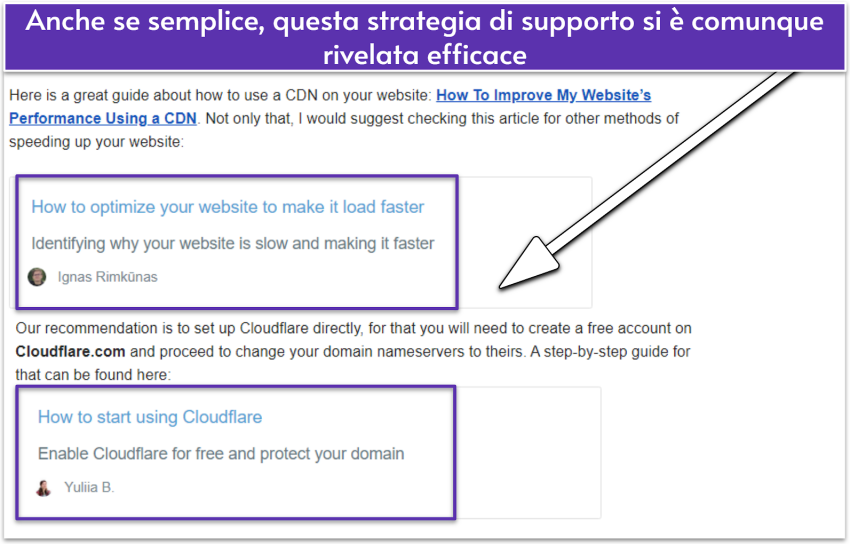Screenshot of a Hostinger email support interaction