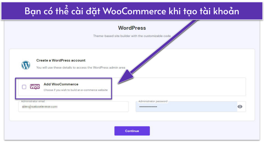 Screenshot of Hostinger's WordPress auto-installation setup screen