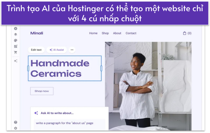 Screenshot of Hostinger's AI builder