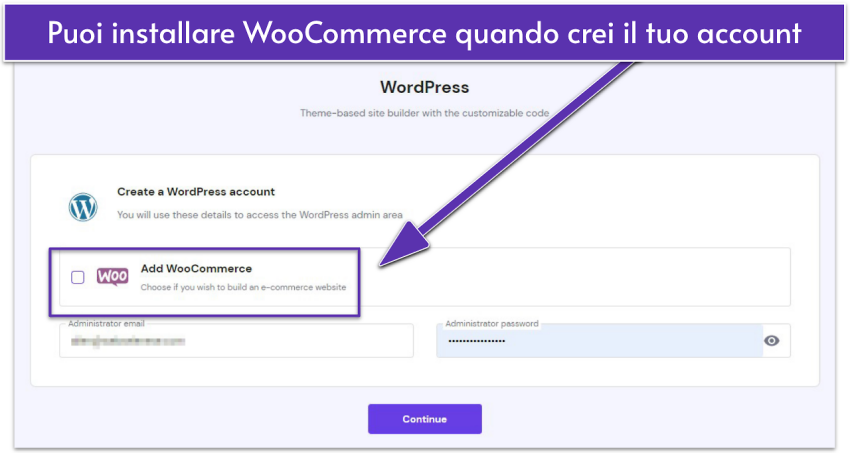 Screenshot of Hostinger's WordPress auto-installation setup screen