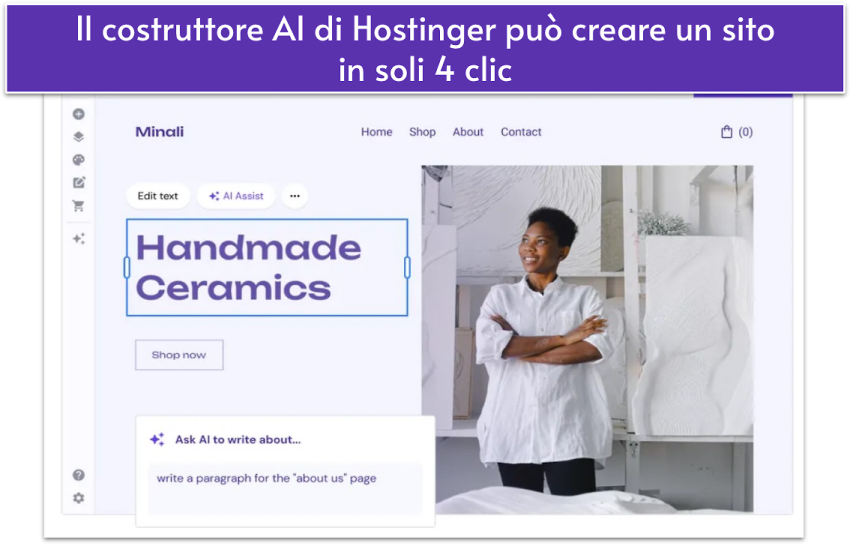 Screenshot of Hostinger's AI builder