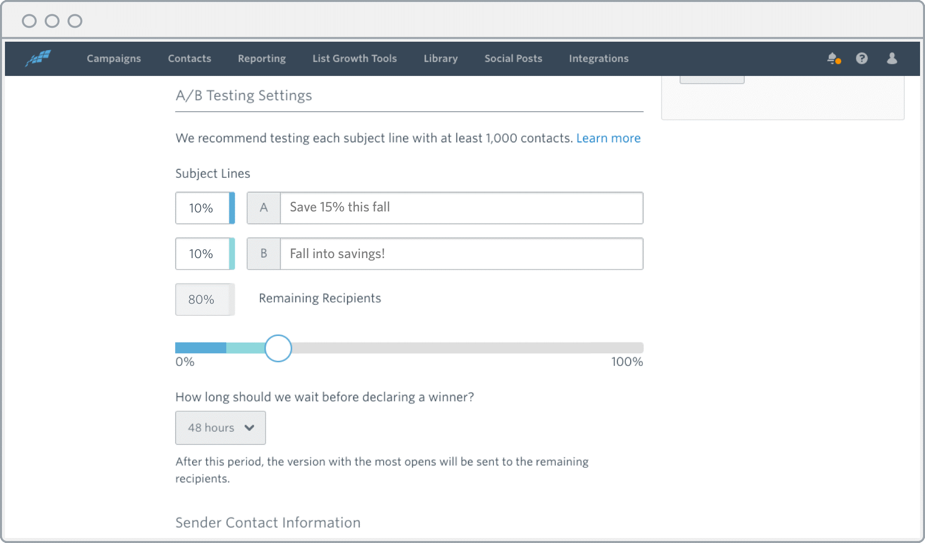 constant contact a-b test