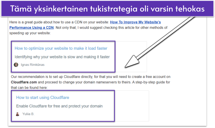 Screenshot of a Hostinger email support interaction
