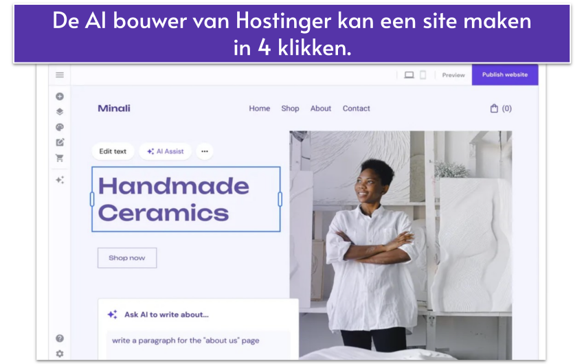 Screenshot of Hostinger's AI builder