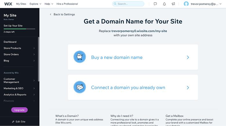 Wix - Get a Domain