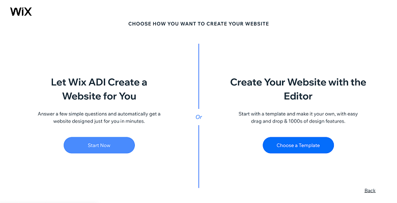 Wix - ADI or choose template