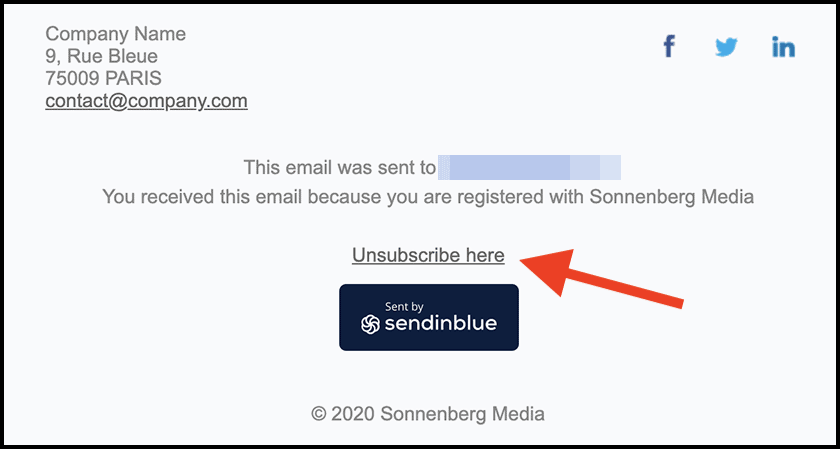 Sendinblue unsubscribe link