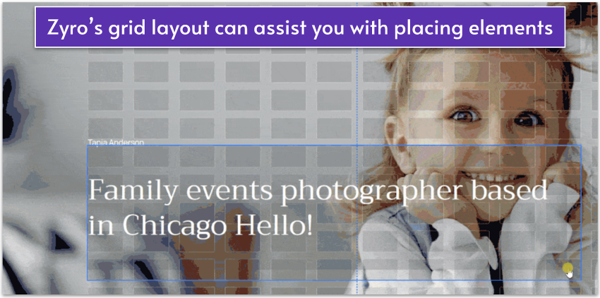 Zyro's grid layout
