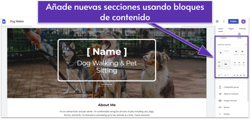 Añade nuevas secciones usando bloques de contenido-es