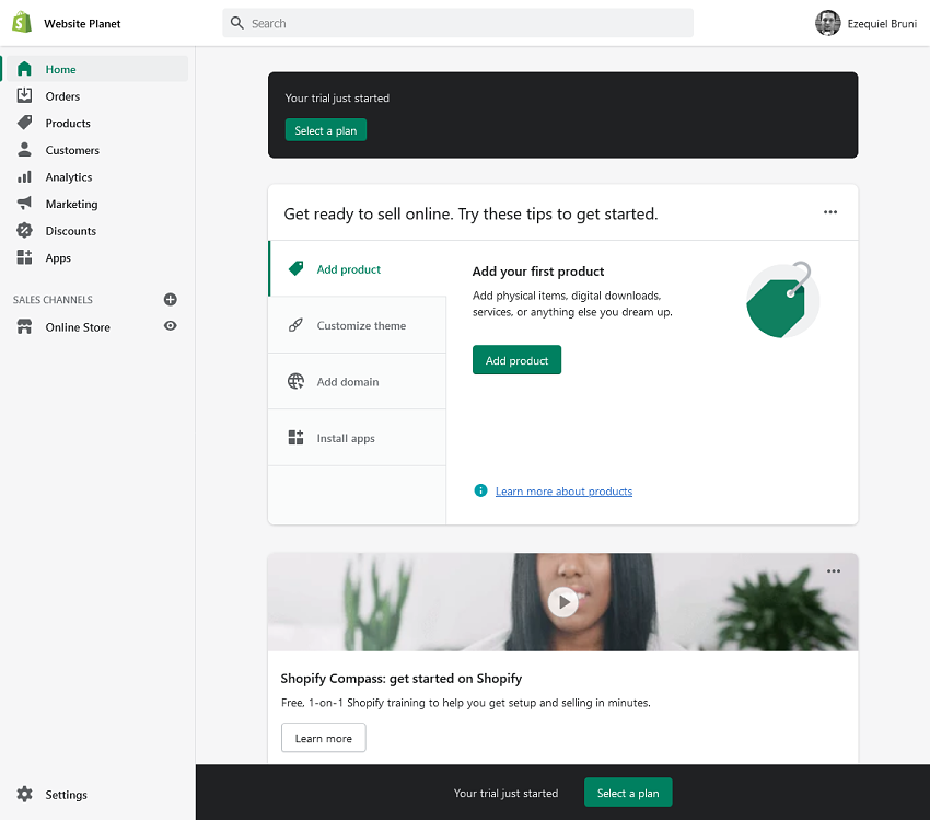 shopify's-store-dashboard