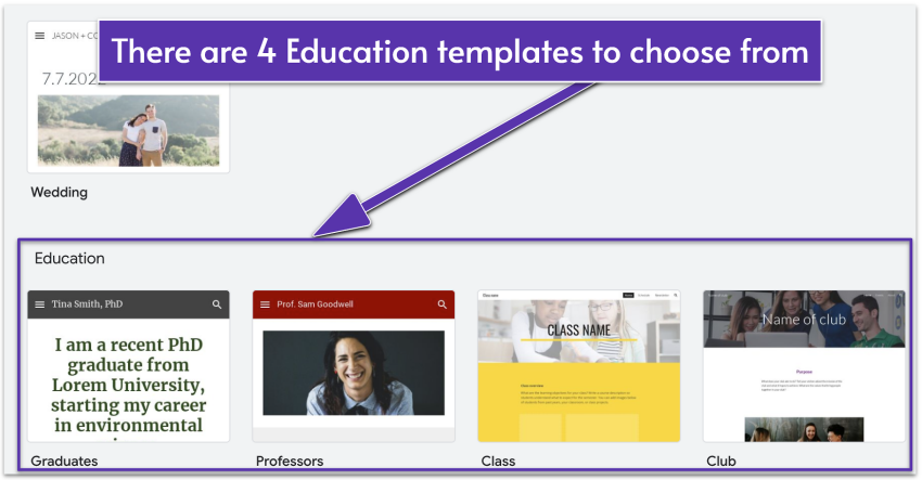 Google Sites' templates
