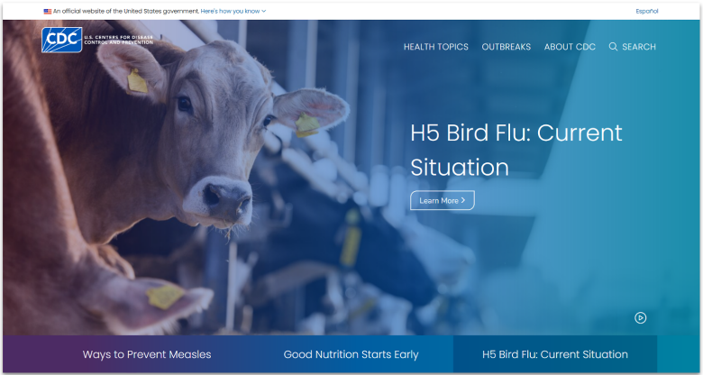The CDC homepage.