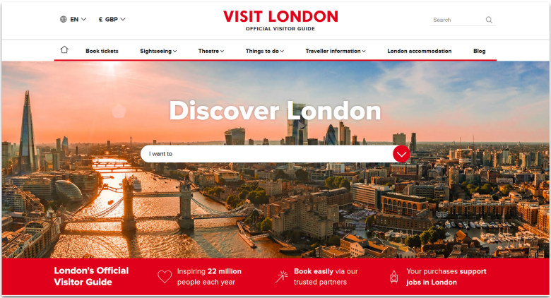 Visit London homepage.