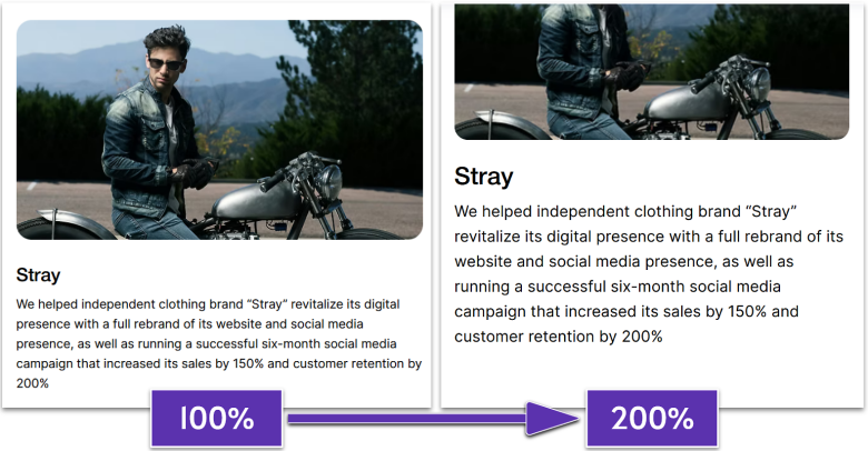 Wix site zoomed in to 200%.