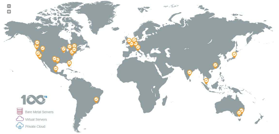 100TB 26 data centers worldwide
