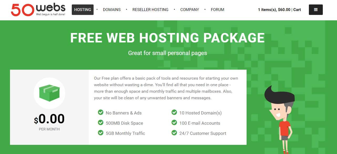 50Webs Free Hosting Package 1
