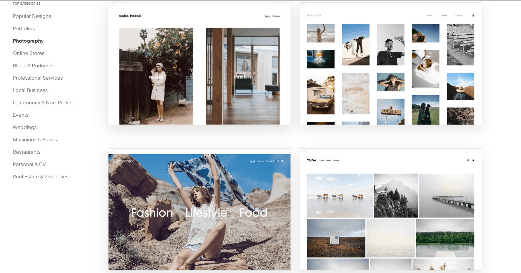 Squarespace photography templates