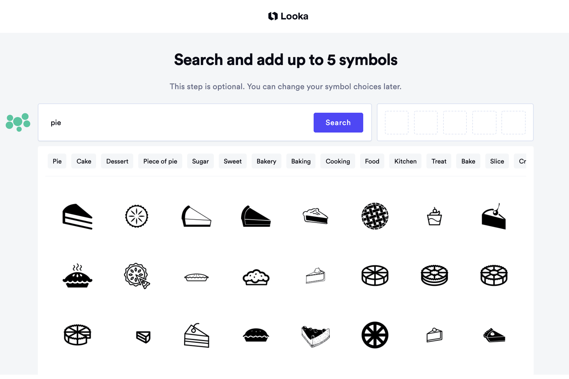 Looka logo maker screenshot - Symbol library
